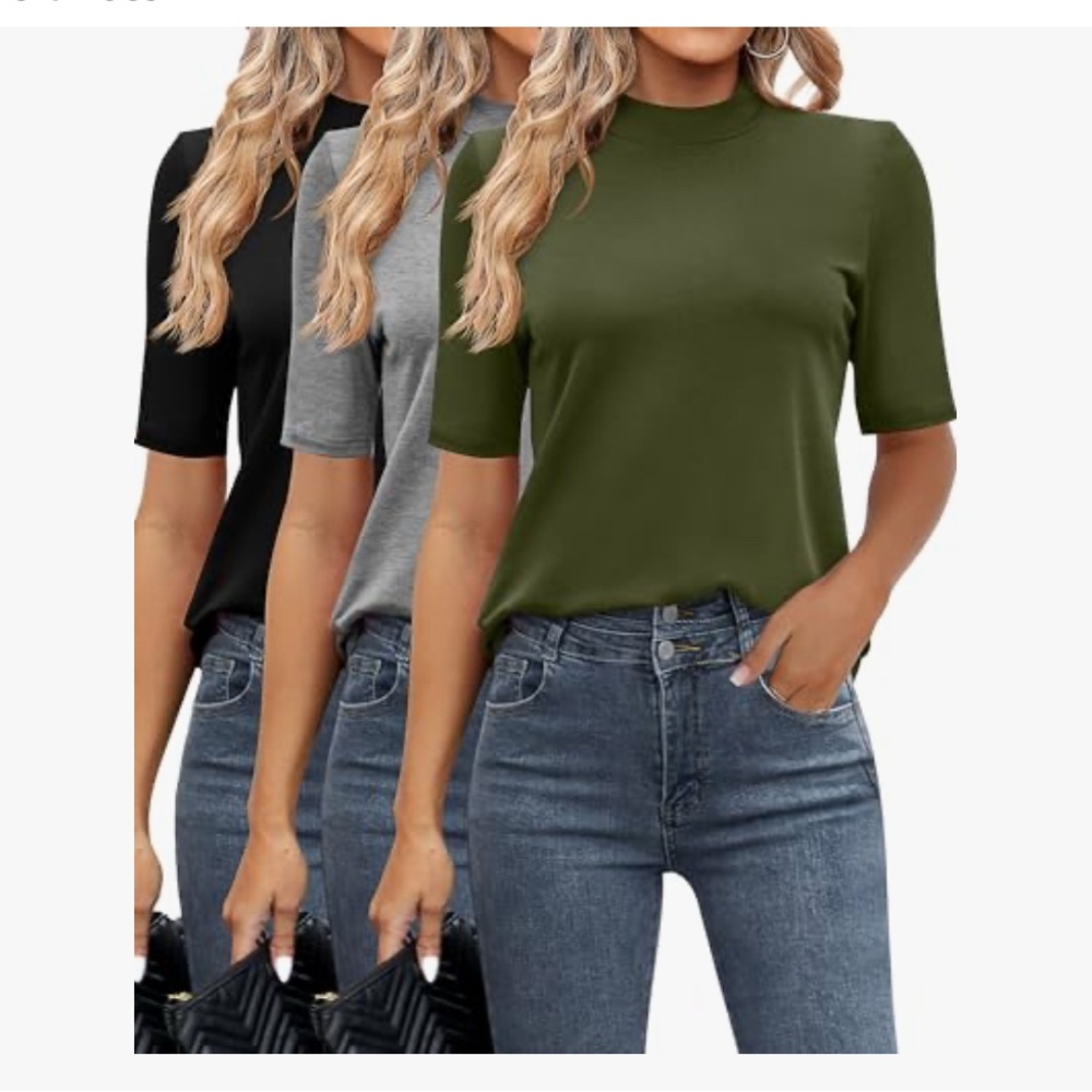 Green, Gray, and Black  Fitted Short Sleeve T-Shirts
